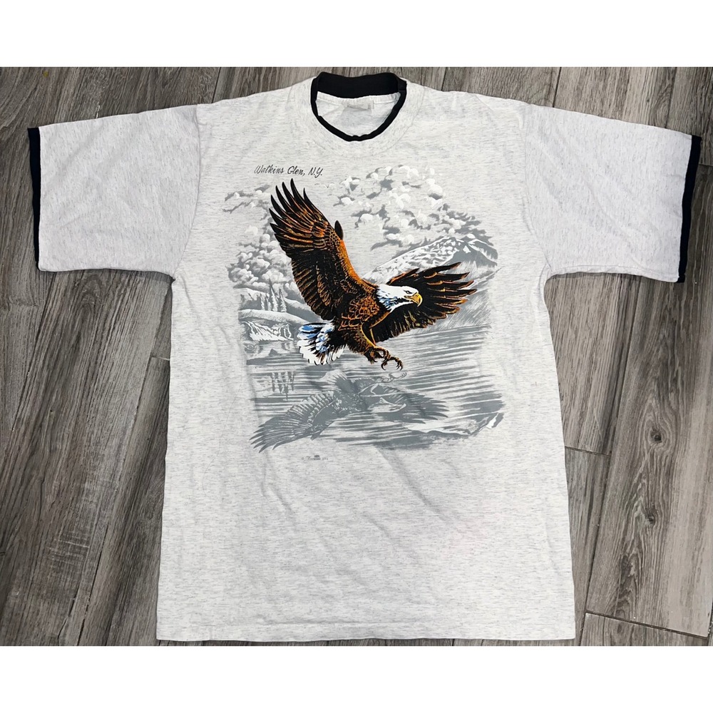 Hazelwoods Mens Large Graphic T Shirt Eagle USA Made Vintage